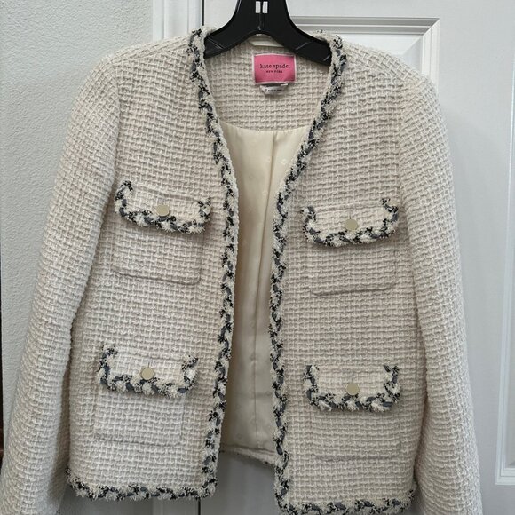 Kate Spade flora tweed jacket white size 0 - Picture 2 of 7